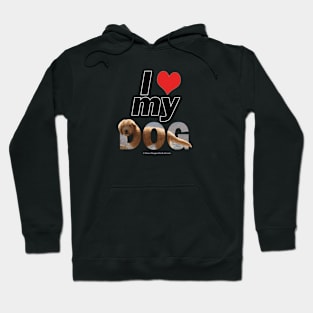 I love (heart) my dog - labradoodle oil painting word art Hoodie